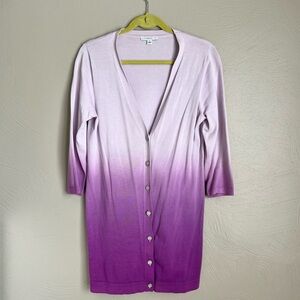 Isaac Mizrahi Purple Dip Dye Ombre Cardigan